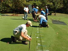 Sod is marked for exact positioning upon replacement.